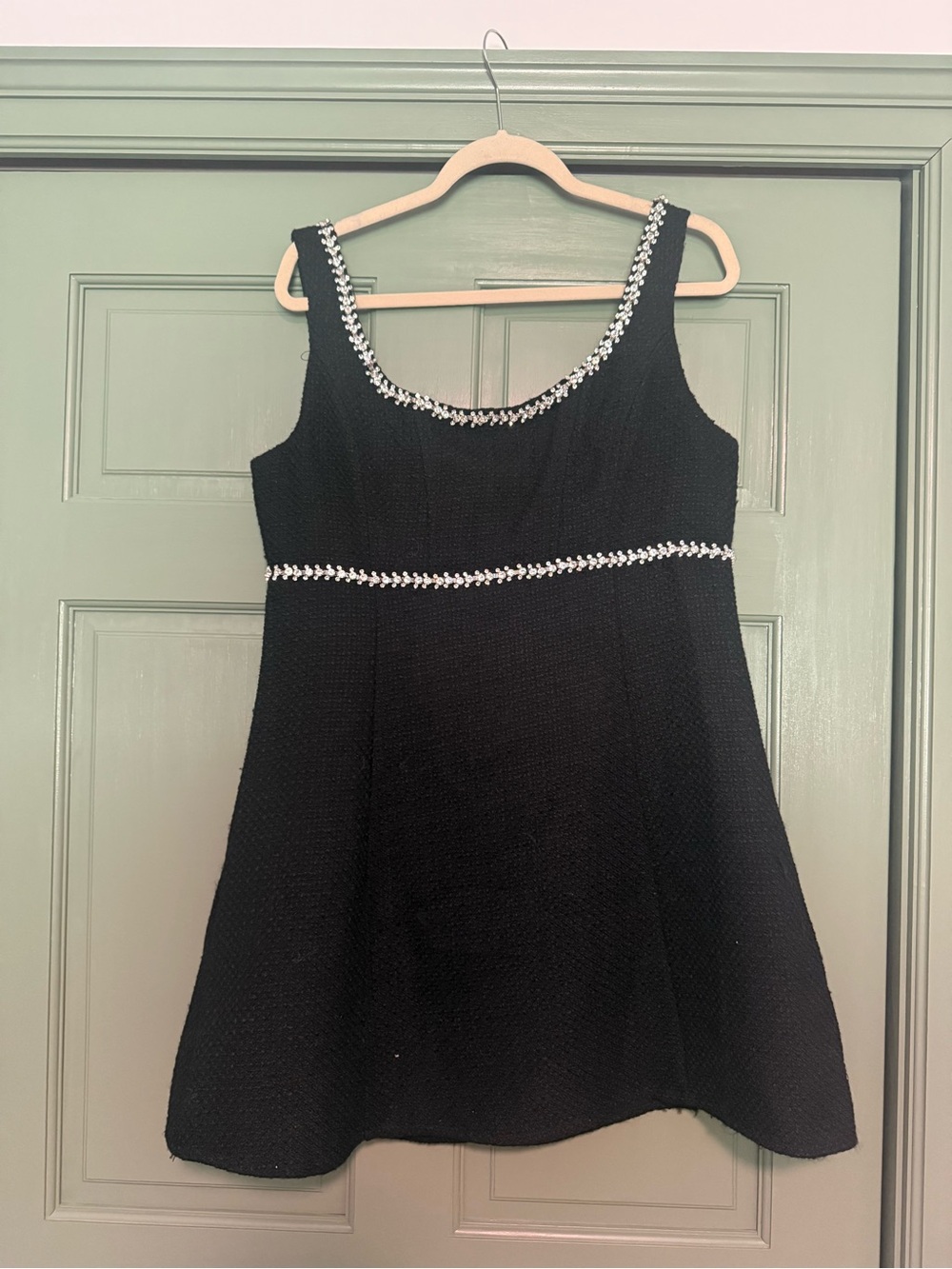 Aqua Black Sleeveless Mini Dress with Crystal Trim